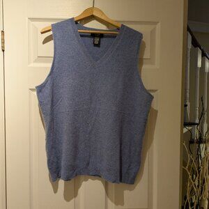 Lord & Taylor Blue Cashmere V Neck Vest